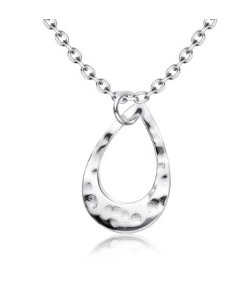 Stencil Ellipse Shaped Silver Necklace SPE-5266